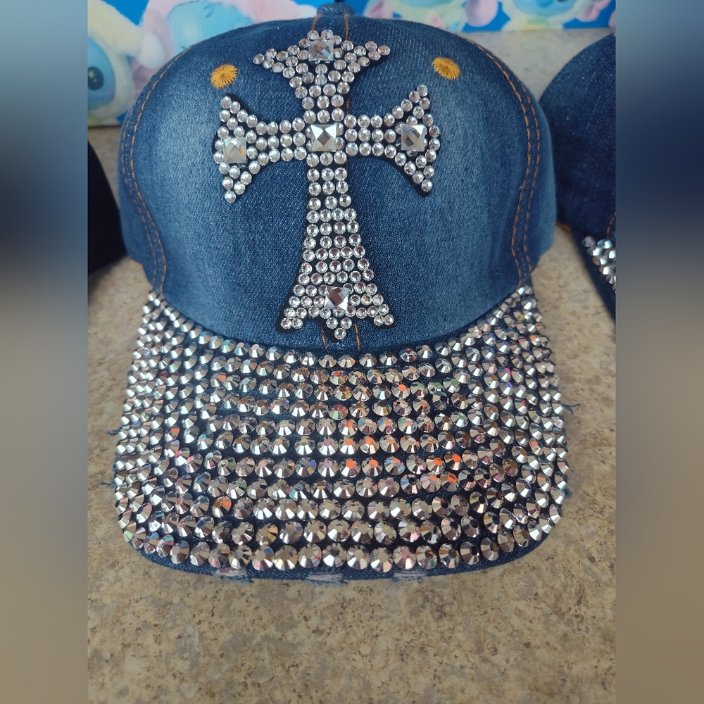 Source Unknown Blue Rhinestone Cross Hat - Picture 3 of 3